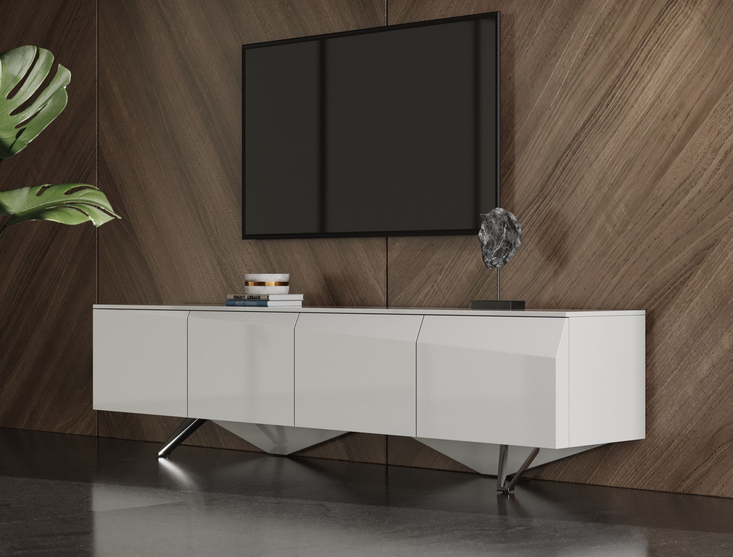 Modrest Columbia Modern White Tv Stand Model VGVCTV117-WHT