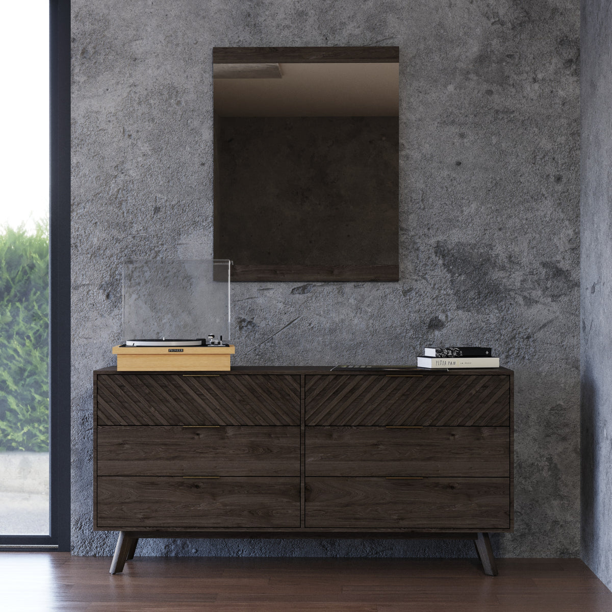 Modrest Daisy Mid Century Dark Acacia Mirror Model VGWDKYOTO-MIR