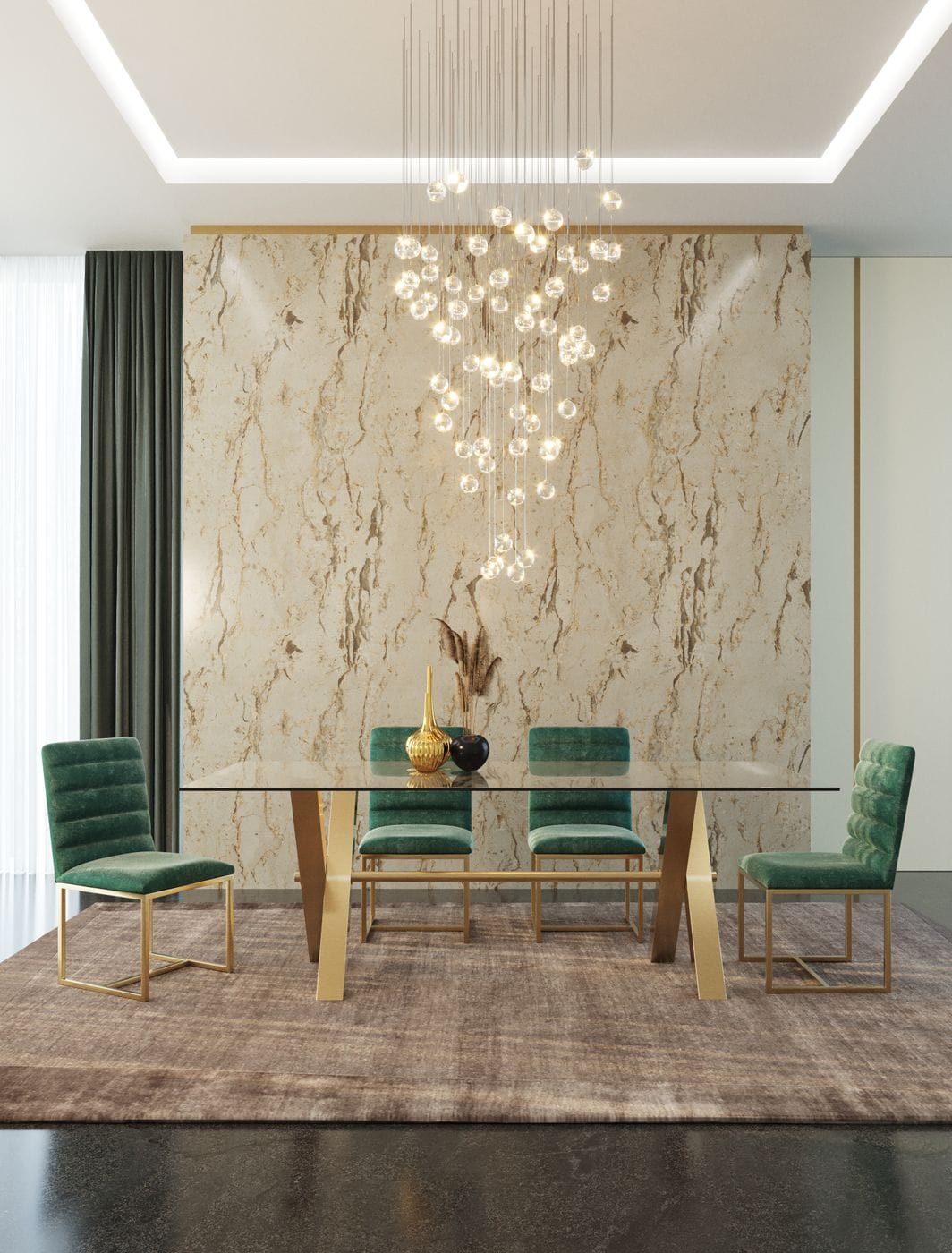 Modrest Dandy Modern Golden & Glass Dining Table Model VGGMDT-1305-DT