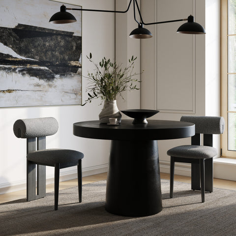 Modrest Desoto Modern Black Concrete Round Dining Table Model VGGR-630510-BLK