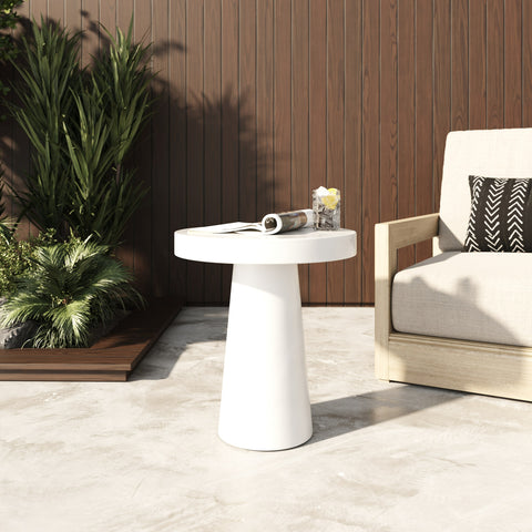 Modrest Desoto Modern White Concrete Round End Table Model VGGR-DESTOTO-WHT