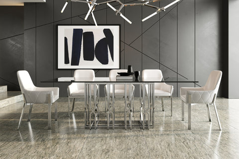 Modrest Ericson Modern Glass & Stainless Steel Dining Table Model VGVCT1980-22-GRY-DT