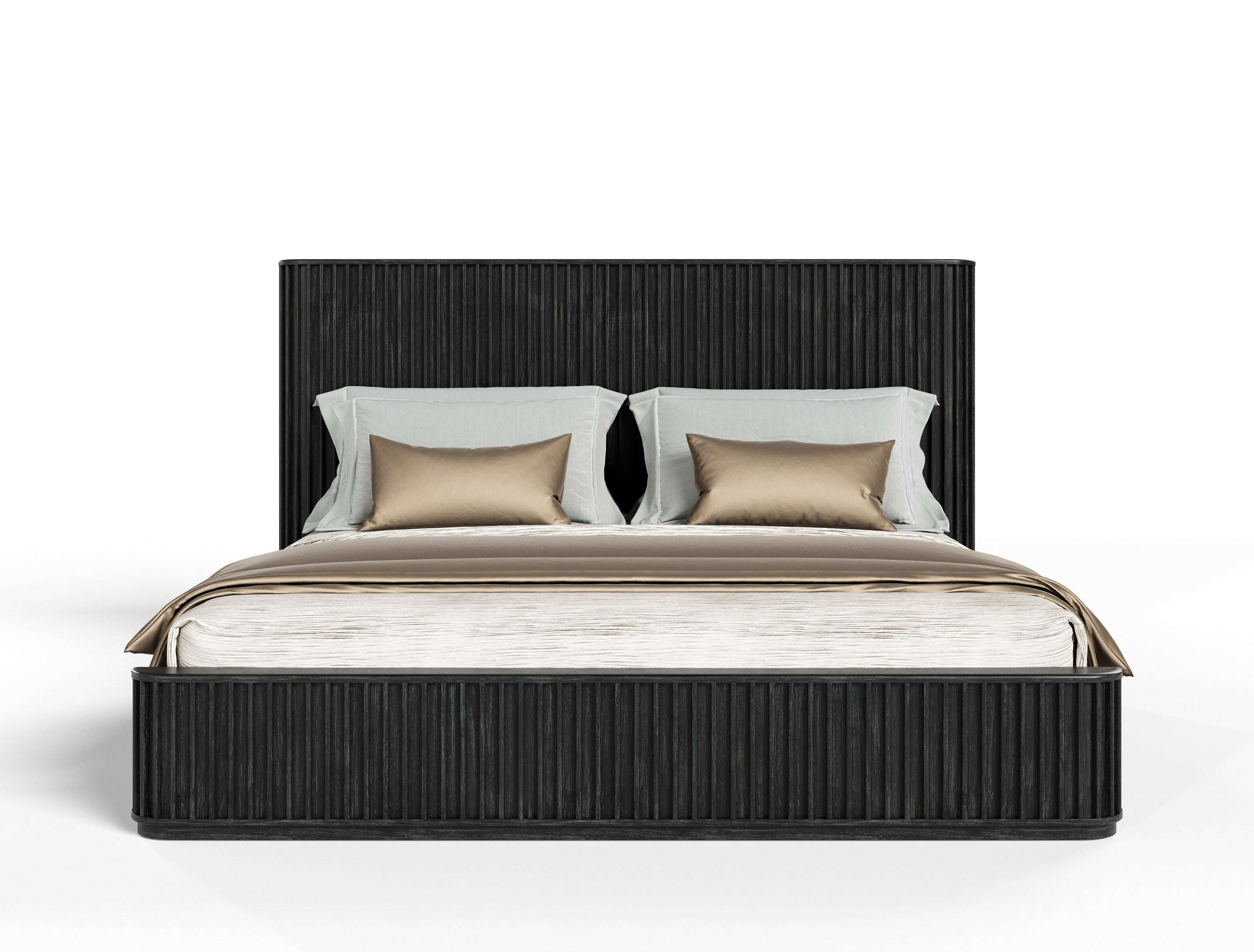 Modrest Fields Modern Black Acacia Bed Model VGWD-VGD2-BED-BLK