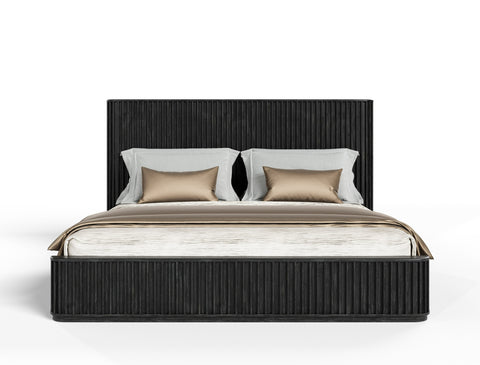 Modrest Fields Modern Black Acacia Bed Model VGWD-VGD2-BED-BLK