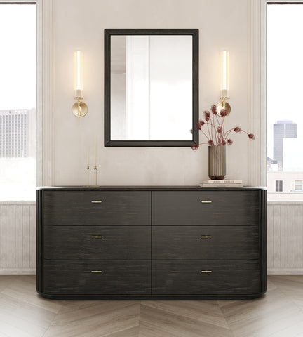 Modrest Fields Modern Black Acacia Mirror Model VGWD-VGD2-MIR-BLK