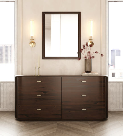 Modrest Fields Modern Walnut Acacia Mirror Model VGWD-VGD3-MIR-WAL