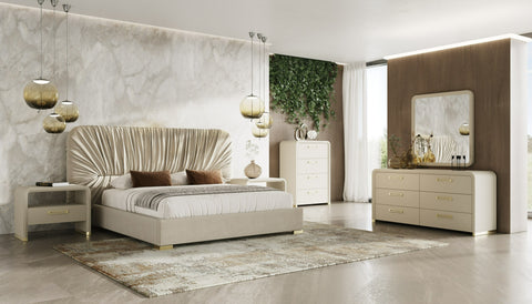 Modrest Florence Modern Beige Leatherette & Gold Chest Model VGVC-J2410-4H
