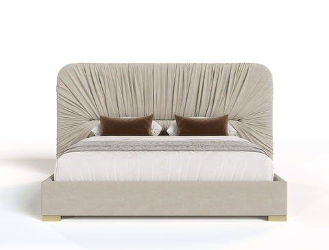 Modrest Florence Modern Beige Velvet & Gold Bed Model VGVC-BD2410-BED