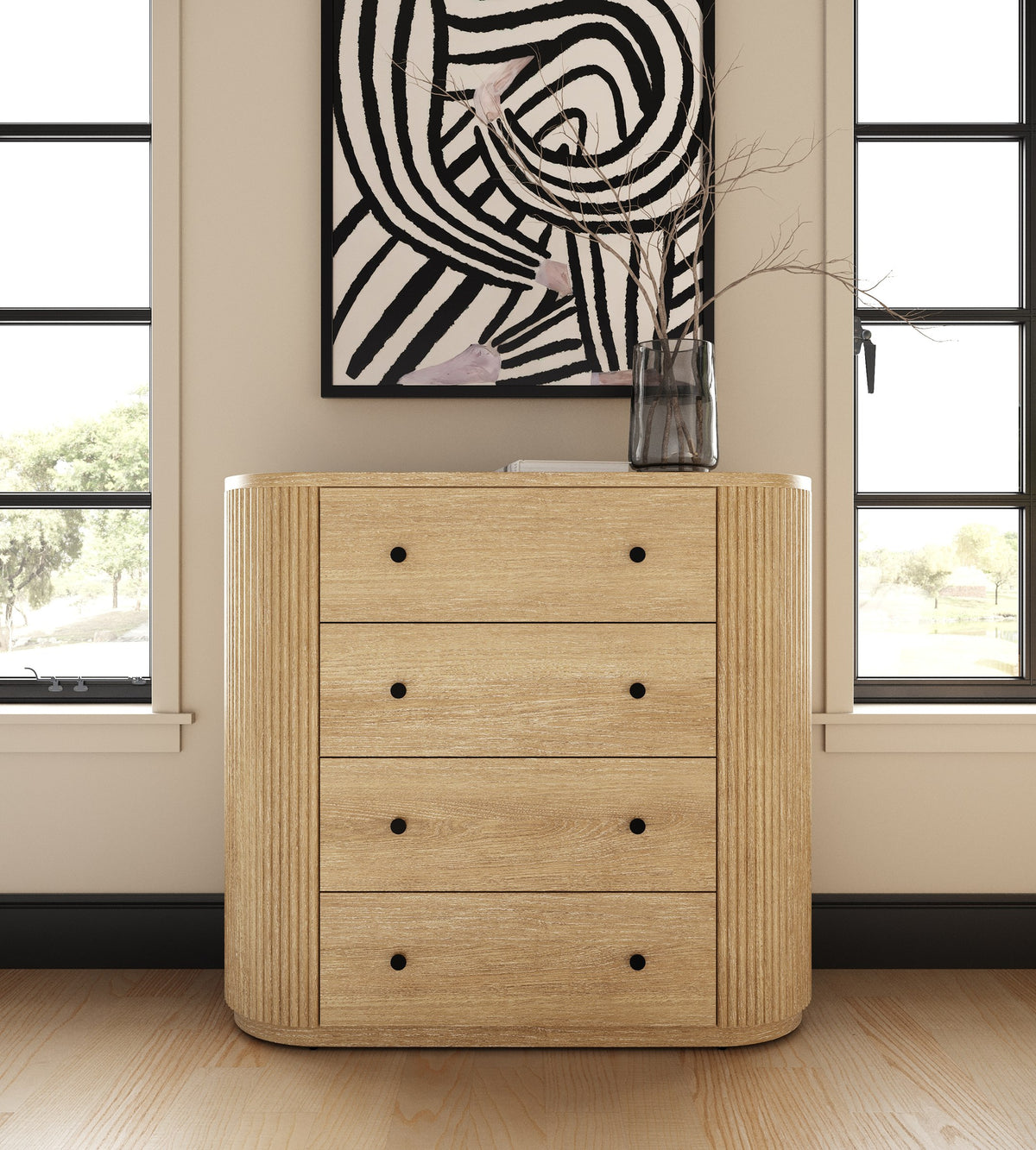 Modrest Jacobson Modern Natural Acacia Chest Model VGWD-LYO-TB04