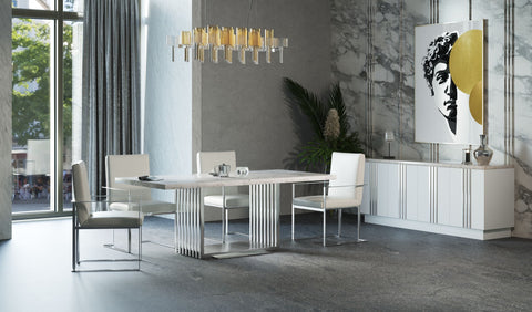 Modrest Kingsley Modern Marble & Stainless Steel Dining Table Model VGVCT8933-STL