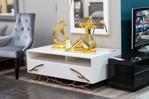 Modrest Legend Modern White & Rosegold Coffee Table Model VGVCCT8111-WHTX-RGOLD-CT