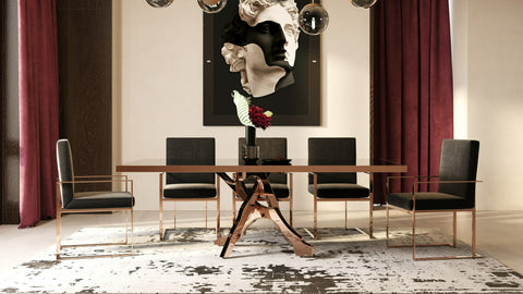 Modrest Trea Modern Black Velvet & Rosegold Dining Chair Model VGVCB0298A-BLK-DC