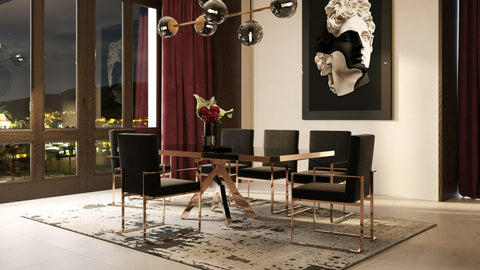 Modrest Trea Modern Black Velvet & Rosegold Dining Chair By VIG Furniture