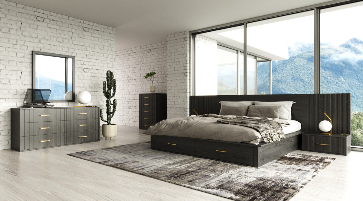 Modrest Manchester Contemporary Dark Grey Ek Bedroom Set Model VGWD-HLF2-BED-SET-EK