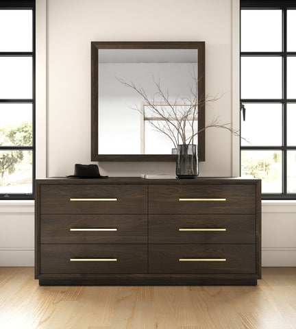 Modrest Manhattan Contemporary Brown Oak Mirror Model VGMA-BR-127-MIR-CRY