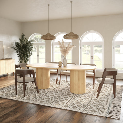 Modrest Miami Modern Natural Oak Oval Dining Table Model VGME-MIAMI-ODT