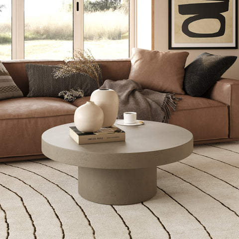 Modrest Morley Modern Round Concrete Coffee Table Model VGGR649992-RND
