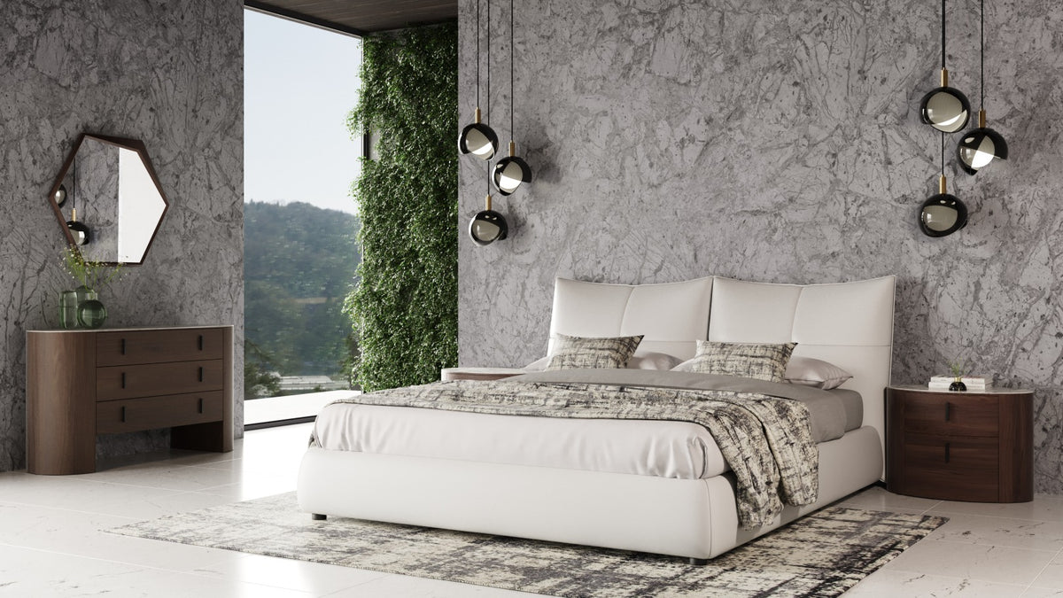 Modrest Patrick Modern White Leather Bed Model VGKKB-75X-BED