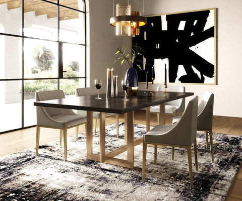 Modrest Pike Modern Black Ash & Brass Dining Table Model VGVCT8961W-BLK-DT