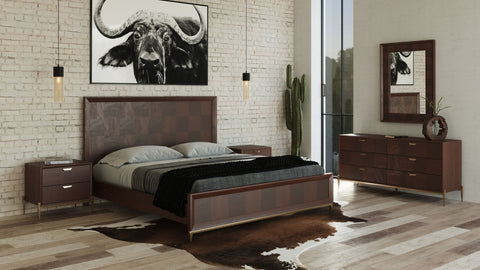 Modrest Shane Modern Acacia & Brass Bed Model VGNXSHANE-BED