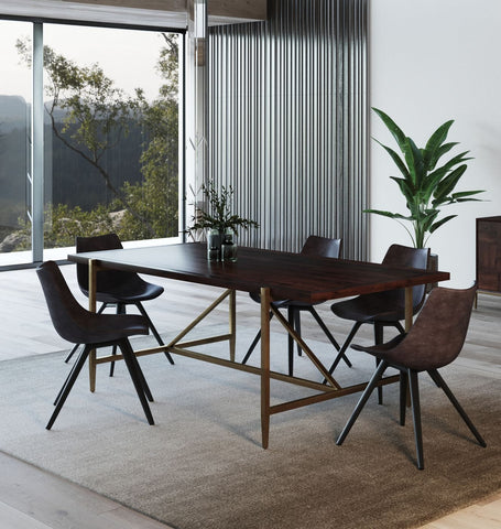Modrest Shane - Modern Acacia & Brass Dining Table
