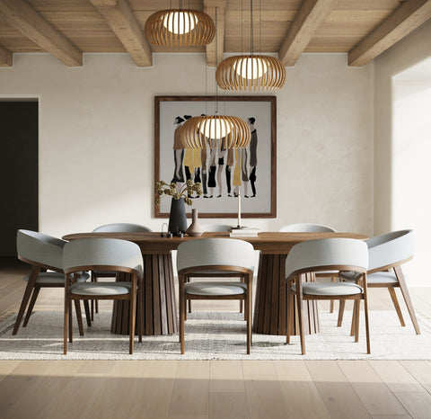 Modrest Truman Mid Century Modern Walnut Extendable Dining Table & 8 Chairs Set Model VGMA-MIT-5346-MI-1240