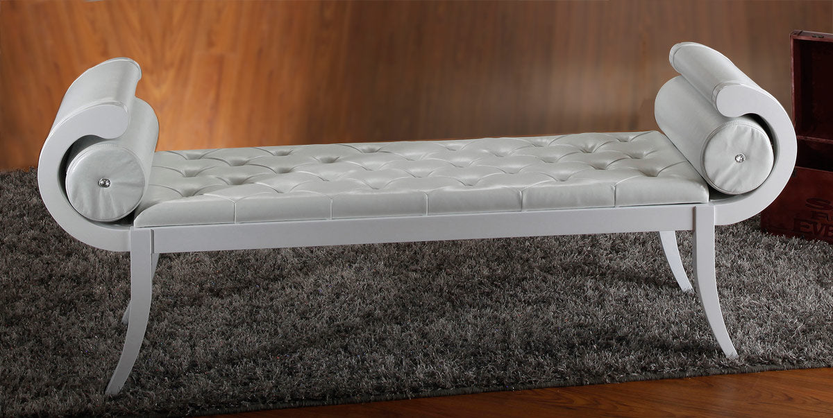 Monte Carlo White Leatherette Bench  Model VGKCMONTEWHT-BENCH