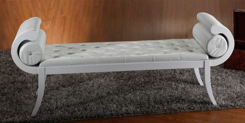 Monte Carlo White Leatherette Bench  Model VGKCMONTEWHT-BENCH