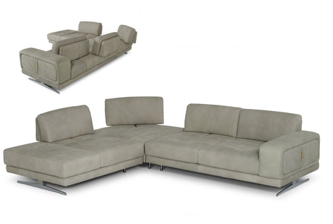 Lamod Italia Mood Italian Grey Leather Left Facing Sectional Sofa Model VGCCMOOD-GRY-CLOUD-LAF-SECT