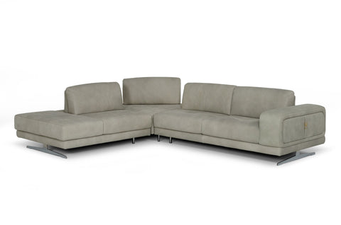Lamod Italia Mood Italian Grey Leather Left Facing Sectional Sofa Model VGCCMOOD-GRY-CLOUD-LAF-SECT