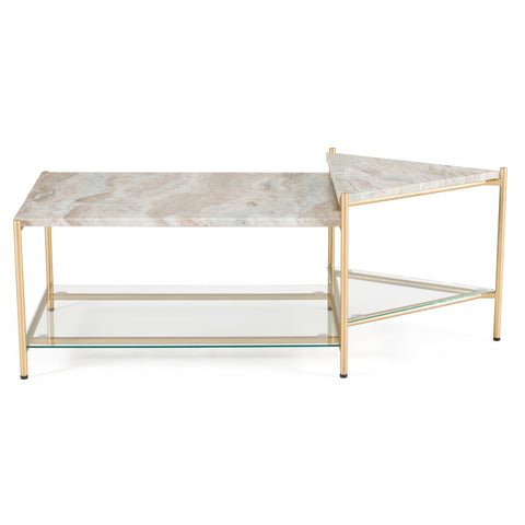 Modrest Mosk Modern Marble & Glass & Brass Coffee Table Model VGNR-NI90027