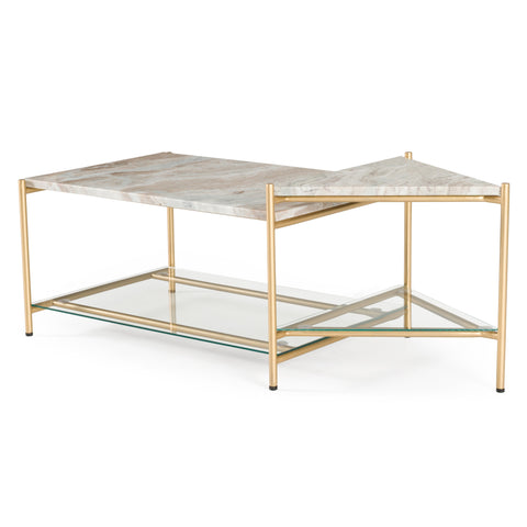 Modrest Mosk Modern Marble & Glass & Brass Coffee Table Model VGNR-NI90027
