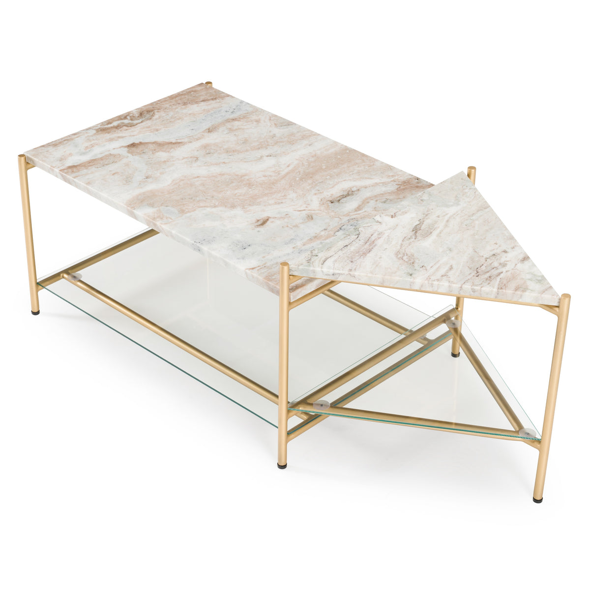 Modrest Mosk Modern Marble & Glass & Brass Coffee Table Model VGNR-NI90027