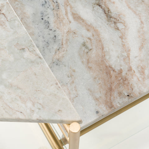 Modrest Mosk Modern Marble & Glass & Brass Coffee Table Model VGNR-NI90027