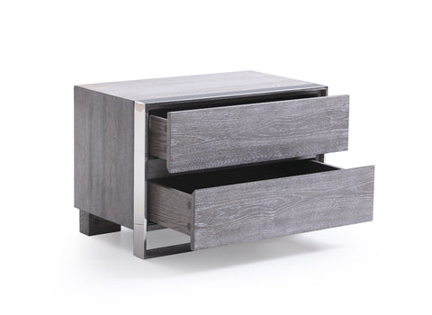 Modrest Arlene Modern Grey Elm & Stainless Steel Bedroom Set Model VGVCBD008A-SET