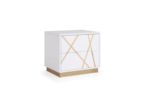 Modrest Nixa Modern White & Gold Nightstand Model VGVCN1909-WHT