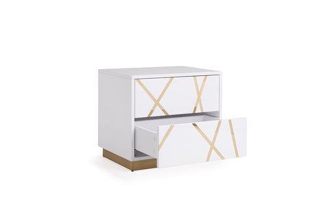 Modrest Nixa Modern White & Gold Nightstand Model VGVCN1909-WHT