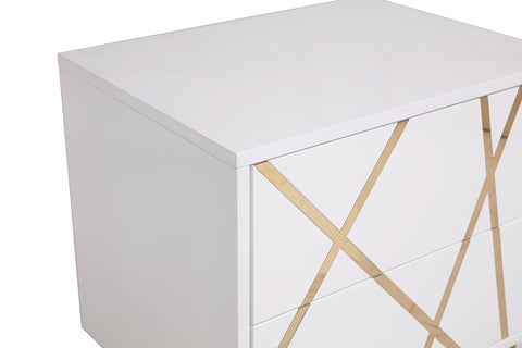 Modrest Nixa Modern White & Gold Nightstand Model VGVCN1909-WHT