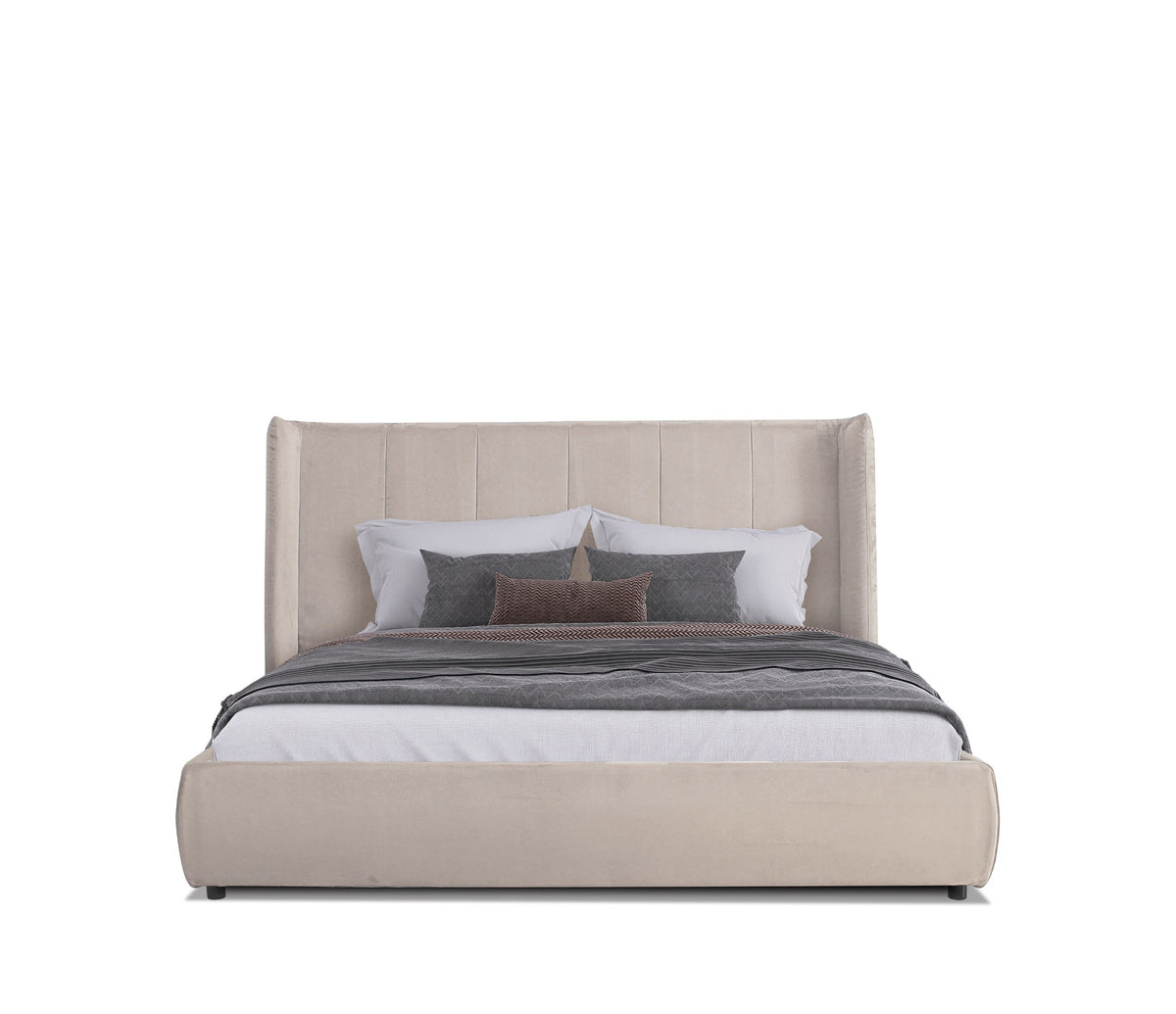 Eastern King Modrest Emilia Modern Beige Velvet Bed Model VGKN-N5070-BGE-EK