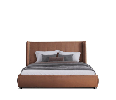 Queen Modrest Emilia Modern Burnt Orange Velvet Bed Model VGKN-N5070-ORG-Q