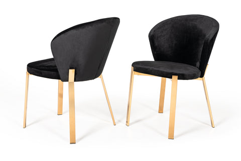 Modrest Nadia Modern Black Velvet & Rosegold Dining Chair (Set of 2) By VIG Furniture