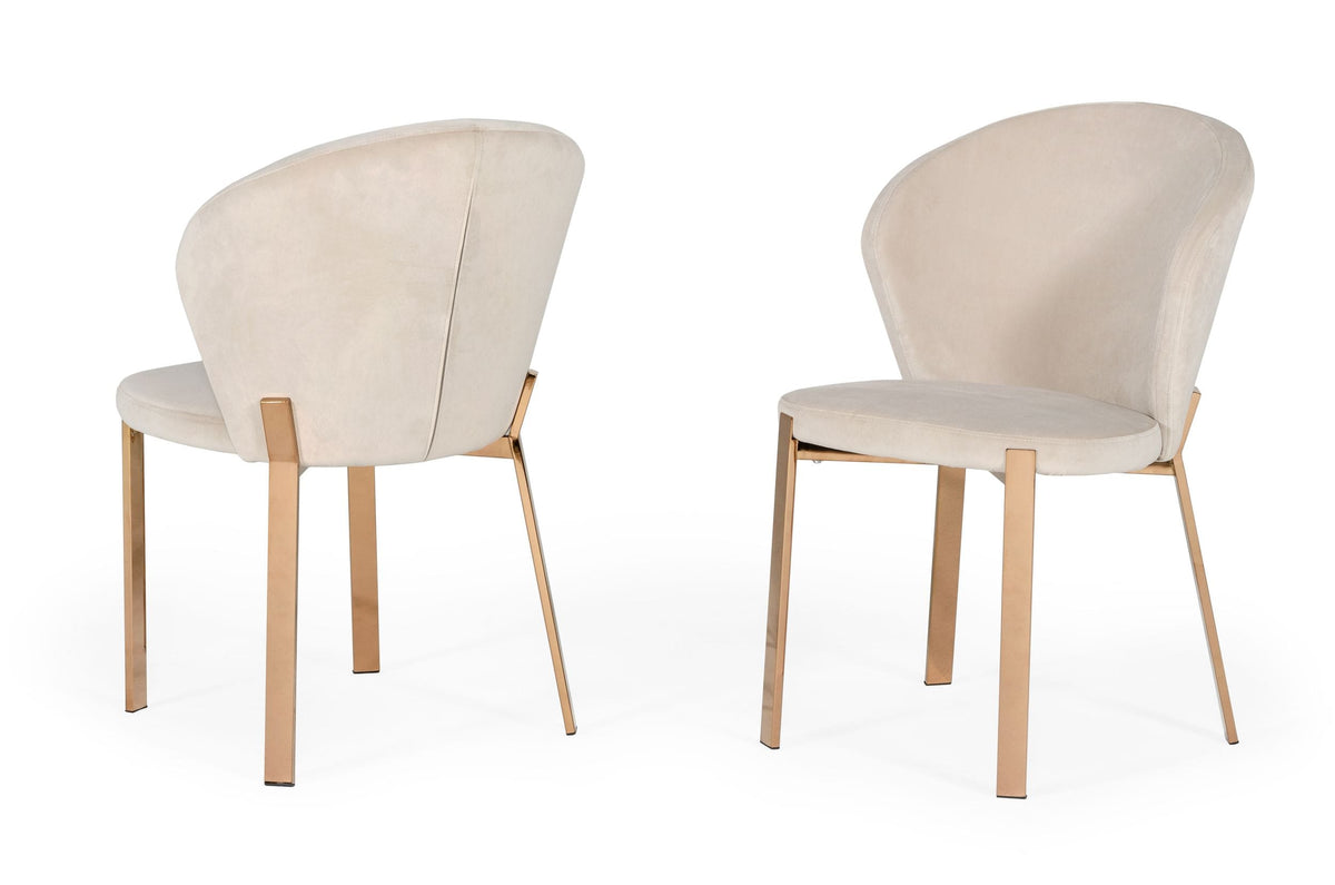 Modrest Nadia Modern Beige Velvet & Rosegold Dining Chair (Set of 2) By VIG Furniture