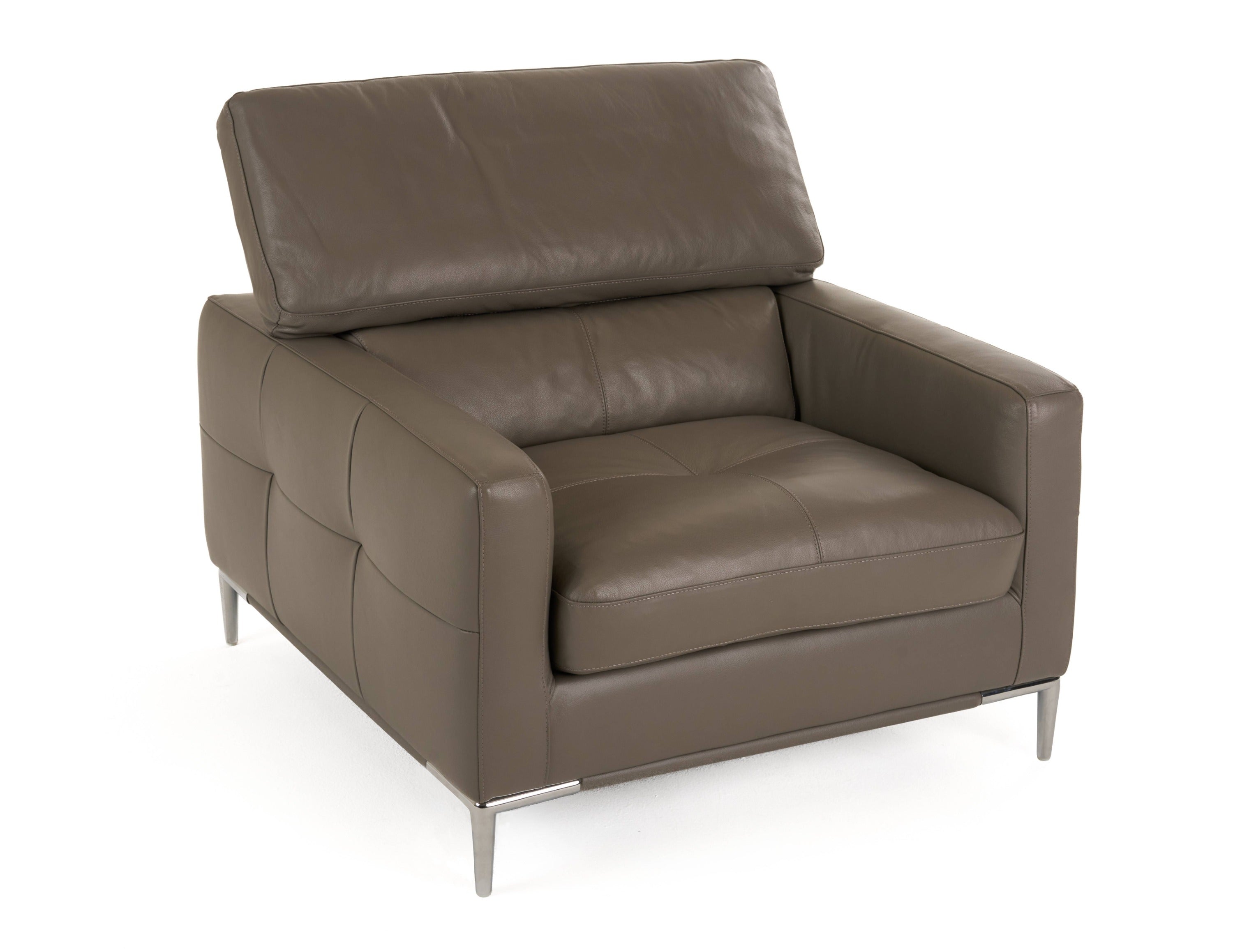 Divani Casa Natalia Modern Dark Grey Leather Chair Model VGKK1281X-DKGRY-CH