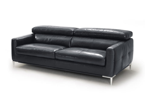 Divani Casa Natalia Modern Black Leather Sofa Model VGKK1281X-BLK-S