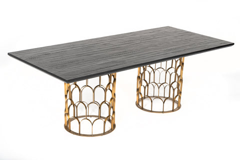 Modrest Natalie Modern Black Acacia & Antique Brass Dining Table Model VGLBGATS-DT220-03