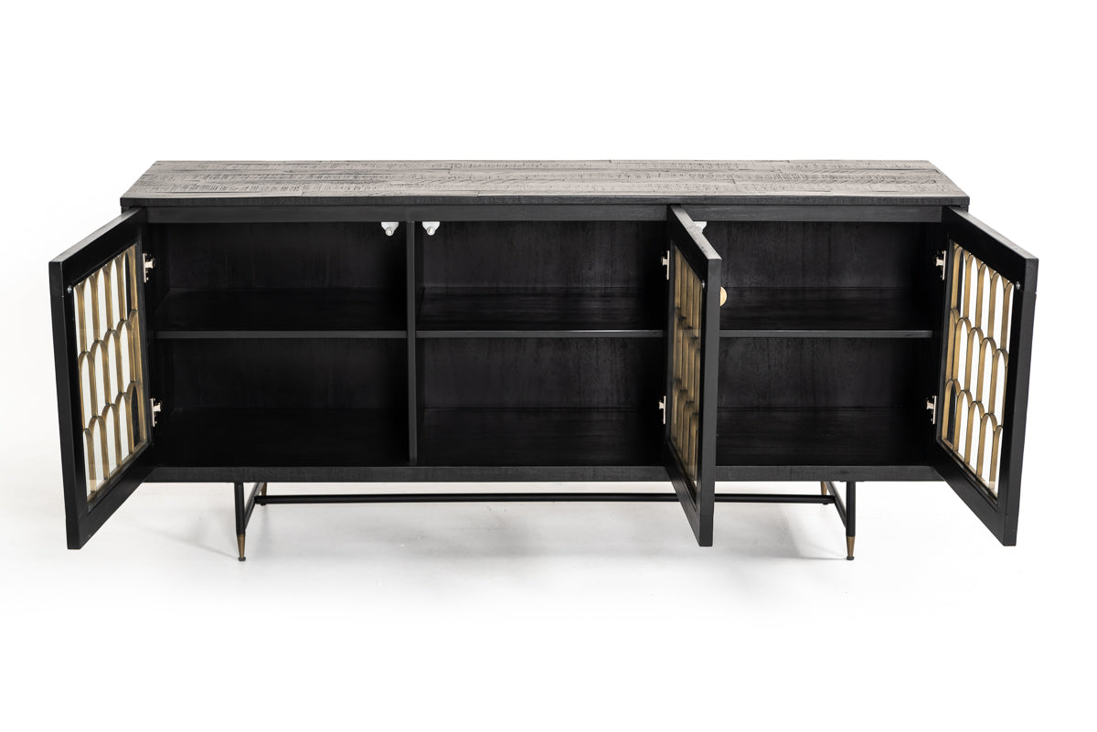 Modrest Natalie Modern Black Acacia & Antique Brass Buffet Model VGLBGATS-SB167-02