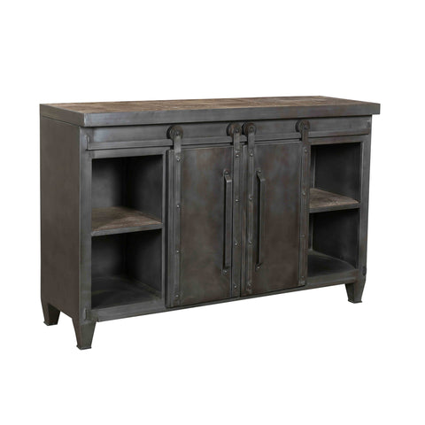 Bewley Antique Gunmetal Finish and Natural Sealed Wood Sideboard