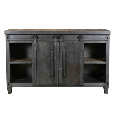 Bewley Antique Gunmetal Finish and Natural Sealed Wood Sideboard