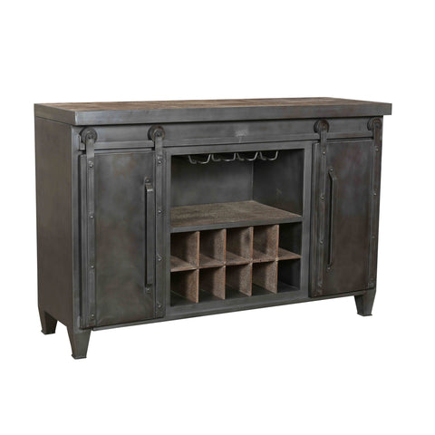 Bewley Antique Gunmetal Finish and Natural Sealed Wood Sideboard