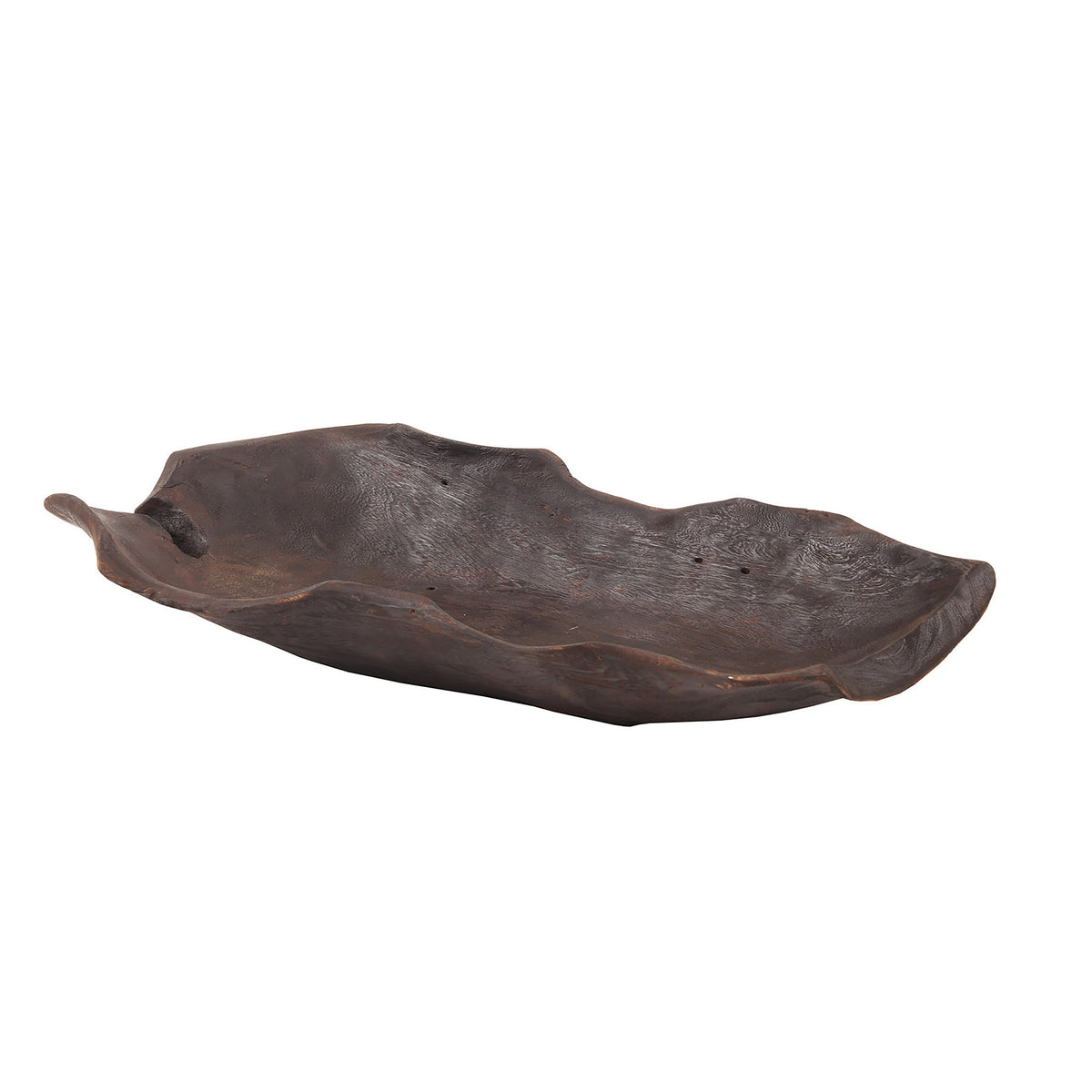 Leaf Dark Brown Natural Wood Finish Bowl
